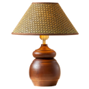Axyaa Retro Wooden Table Lamp LED Fabric Lampshade Creative Rotundity Base Desk Light