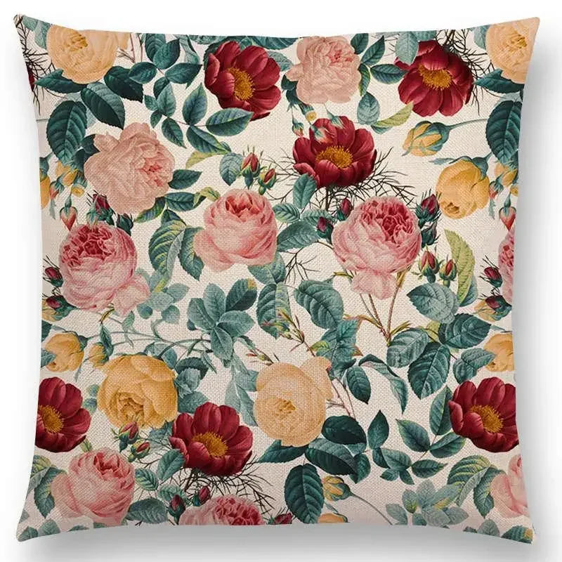 Axyaa Botanical Garden Floral Leaves Print Pillow Case Cover