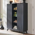 Axyaa Fluted Shoe Cabinet with 2 Flip Drawers, 48" Tall Narrow Organizer