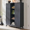 Axyaa Fluted Shoe Cabinet with 2 Flip Drawers, 48" Tall Narrow Organizer