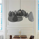 Axyaa Canework Screens Chandelier: Elegant Rattan Suspension Lighting for Living & Dining Rooms