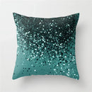 Axyaa Teal Blue Geometric Pillow Cases with Letter Leaves Plant Print, Deer Animal Design.
