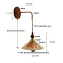 Axyaa Ceramic LED Wall Light Copper Pull Chain Modern Bedside Lamp