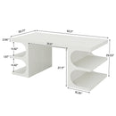 Axyaa 63" Modern Executive Office Desk with Storage Shelves - Wood Study Table