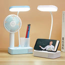 Axyaa Rechargeable LED Desk Lamp with Fan, Clock Display - Study & Reading Light