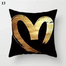 Axyaa Gold Leaf Print Pillow Cover for Home Sofa Decor