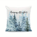 Axyaa Christmas Snowflakes & Pine Trees Cushion Cover for Sofa, Bedroom, Car