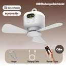 Axyaa Portable Rechargeable Ceiling Canopy Fan with Remote Control Light