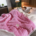Axyaa Coral Fleece 3-Layer Thicken Blanket Quilt - Soft & Warm Winter Bedding