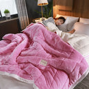 Axyaa Coral Fleece 3-Layer Thicken Blanket Quilt - Soft & Warm Winter Bedding