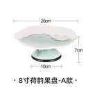 Axyaa Hand-Painted Lotus Relief Ceramic Fruit Tray