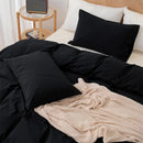 Axyaa Solid Color Washed Cotton Duvet Cover Set with Pillow Case