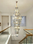 Axyaa Luxury Crystal Chandelier for Villa Living Room and Spiral Staircase