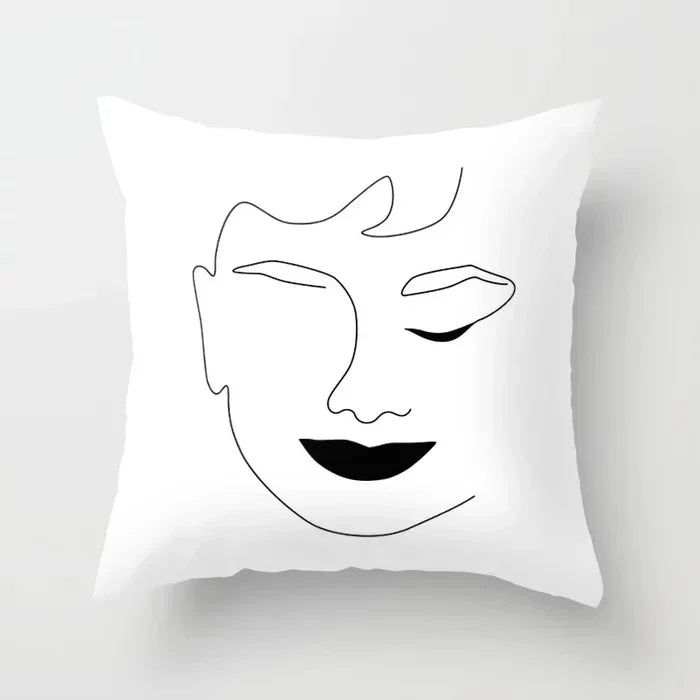 Axyaa Abstract Art Couple Portrait Pillow Cover 45X45CM