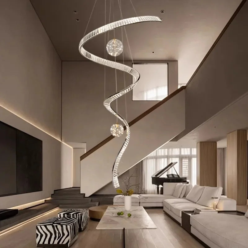 Axyaa Rotating Crystal Chandelier for Modern Villa Interior Lighting