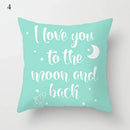 Axyaa Cloud Moon Star Pattern Pillowcase White Grey Letters Printed Home Decor