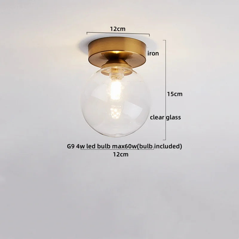 Axyaa Modern Wood Glass LED Ceiling Light for Kitchen Living Room Decor