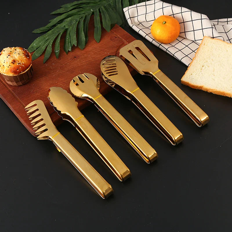 Axyaa Stainless Steel Food Tongs - Multi-Use Nonstick Clamp for Home Kitchen