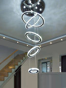 Luxury Crystal Staircase Chandelier by Axyaa: Rings Design for Villa Lobby Indoor Lighting