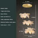 Axyaa Ostrich Feather LED Stair Chandelier Glass Hanging Lamps for Villa Hotel Lighting