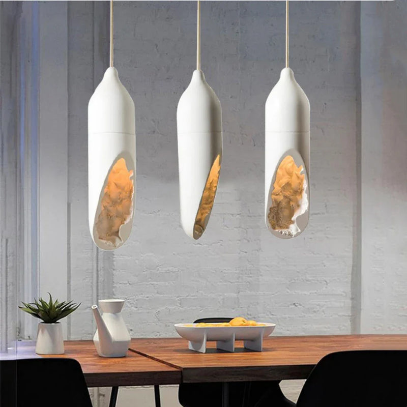 Axyaa White Plaster Pendant Lamp - Modern Wabi Sabi Design