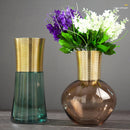 Axyaa Gold Metal Glass Vase - Round Flower Arrangement Home Decor