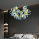 Axyaa Modern Blue Glass LED Pendant Lamps for Bedroom Chandelier Lighting