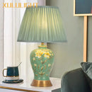 Axyaa Ceramic Table Lamp Blue White Porcelain Retro Lighting