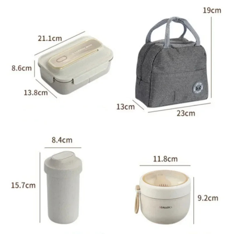 Axyaa Wheat Straw Cutlery Set Lunch Box Water Cup Soup Bowl Food Storage Container