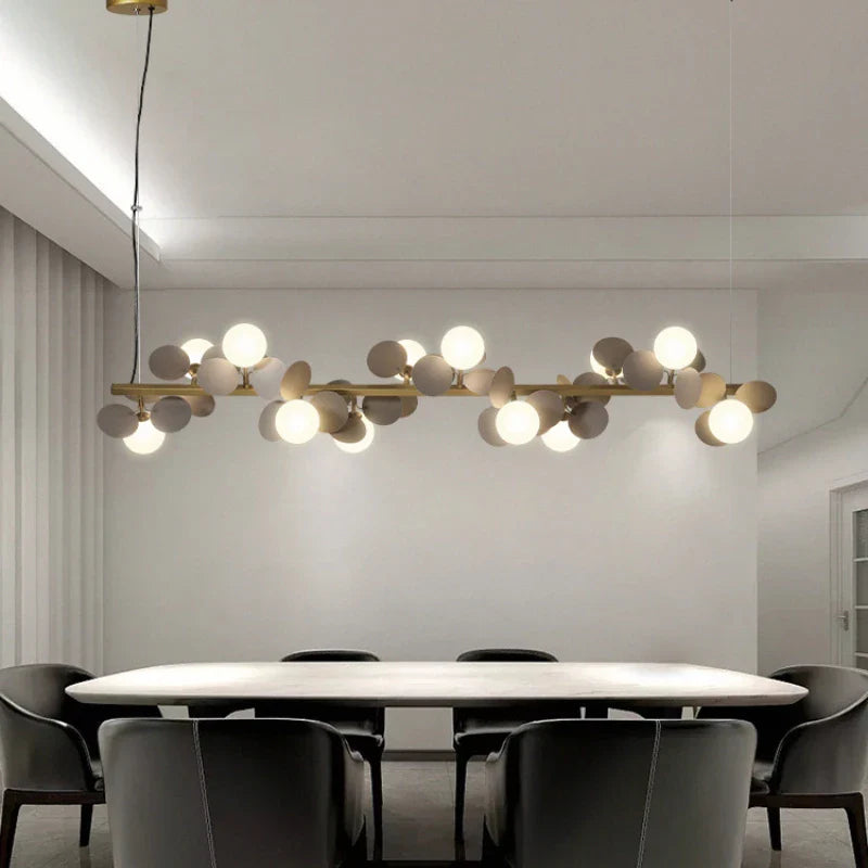 Axyaa Gold Metal LED Pendant Chandelier with Acrylic Flower Decor