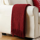 Axyaa Knitted Orange Throw Blanket with Tassels - Lightweight Fall Decor Blanket
