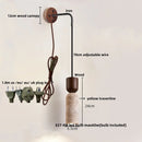 Axyaa Nordic LED Wall Lamp with Pull Chain Switch in Yellow Travertine