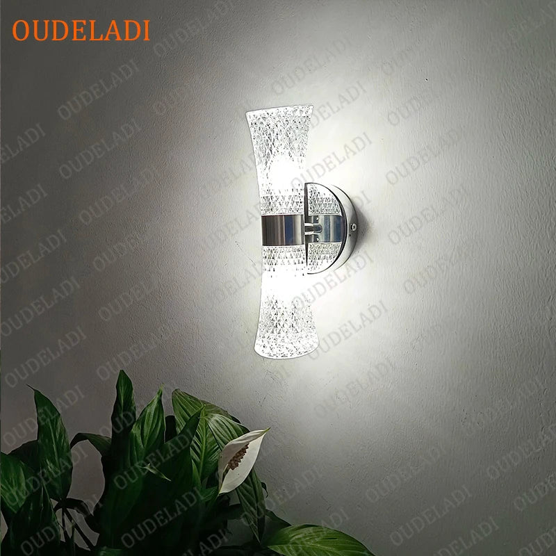 Axya Silver Pipe LED Wall Lamp with Acrylic Lampshade for Home Living Room Decor