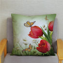 Axyaa Bedroom Tulip Flower Floral Cushion Cover Pillowcase for Sofa