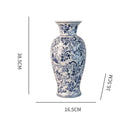 Blue and White Ceramic Vase Decoration by Axyaa - Antique Shelf, Home Living Room Flower Arrangement