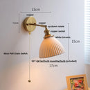 Axyaa Ceramic Copper LED Wall Lights with Pull Chain Switch for Bedroom Reading