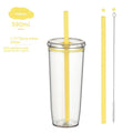 Axyaa Tritan Tumbler 590ml Clear Straw Cup for Outdoor & Office Drinks