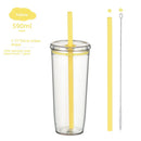 Axyaa Tritan Tumbler 590ml Clear Straw Cup for Outdoor & Office Drinks