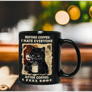 Axyaa Black Cat Coffee Mug, 11oz Ceramic Tea Cup