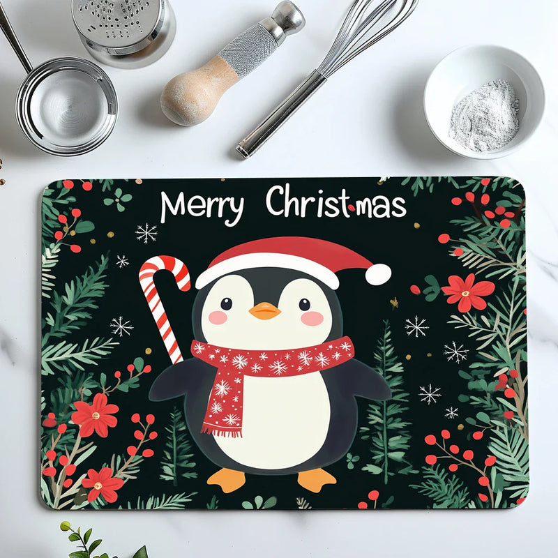 Axyaa Christmas Candy Drying Mat: Absorbent Dish Placemat for Table Cup Drying Mats