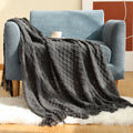 Axyaa Orange Red Knit Throw Blanket - Plaid Bedspread for Bed & Sofa