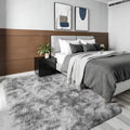 Axyaa Tie-Dye Memory Foam Plush Rug, Light Gray Large Rug for Living Room & Bedroom