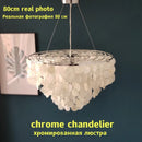 Axyaa Nordic Shell Chandelier LED Pendant Lamp Gold Chrome Round Modern Hanging Chandeliers