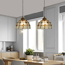 Axyaa Stained Glass Pteris Pendant Lamp Chandelier for Dining Room & Bedroom