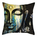 Axyaa Buddha Statue Polyester Cushion Cover for Home Sofa Decor