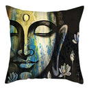 Axyaa Buddha Statue Polyester Cushion Cover for Home Sofa Decor