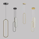 Axyaa Elliptical LED Pendant Light – Modern Gold Black Minimalist Design