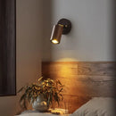 Axyaa Japanese Walnut Wood Bedroom Wall Lamp with Adjustable Spotlight