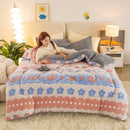 Axyaa Bohemian Floral Comforter: Thick Plush Coral Fleece Quilted Blanket for Autumn/Winter