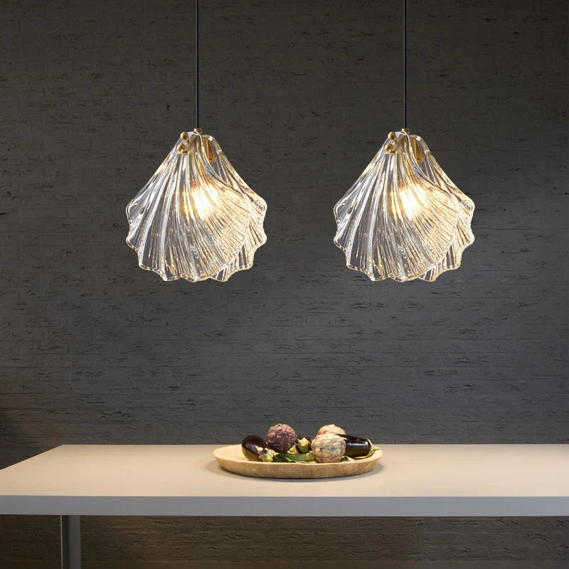 Axyaa Luxury Bedroom Bedside LED Pendant Chandelier with Shell Glass for Kitchen Island and Foyer